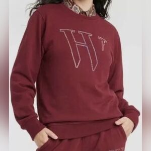 Houston White Adult Logo Crewneck  Sweatshirt Size L  Exc Cond